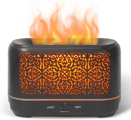 Earnest Living Essential Oil Diffuser Classic Flame Diffuser 200ml Timers Night Lights and Auto Off Function Home Office Humidifier Aromatherapy Diffusers for Essential Oils Black