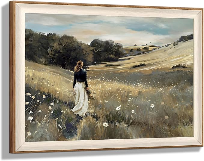 YUEYARIT framed wall art, vintage wall decor, modern farmhouse style decor, canvas printed pictures, suitable for gifts, cottagecore bedroom, bathroom, living room, and office artwork.(12X16) Inch