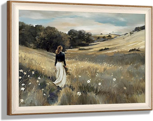 YUEYARIT framed wall art, vintage wall decor, modern farmhouse style decor, canvas printed pictures, suitable for gifts, cottagecore bedroom, bathroom, living room, and office artwork.(12X16) Inch