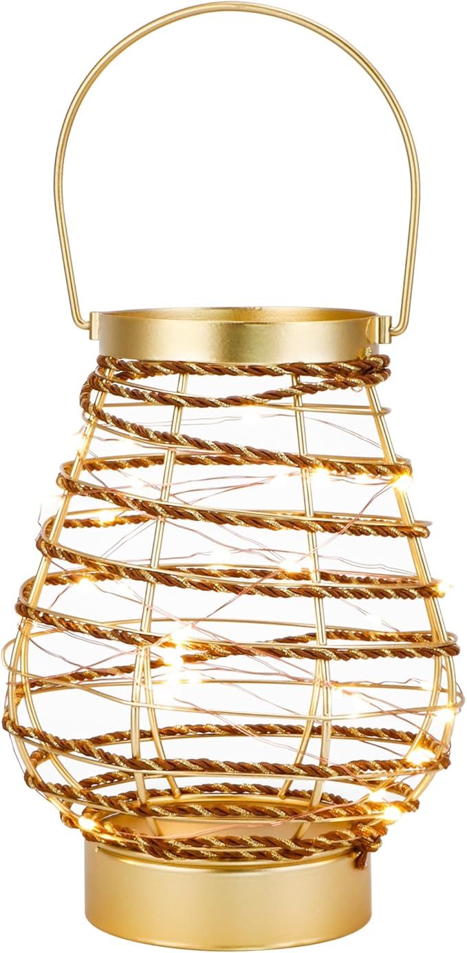 Metal Cordless Table Lamp 8 "H Metal Cage LED Cage Lamp with 6-Hour Timer, Vintage Decorative Fairy Lights Lantern for Indoor/Outdoor Bedrooms Weddings Parties Patio Events