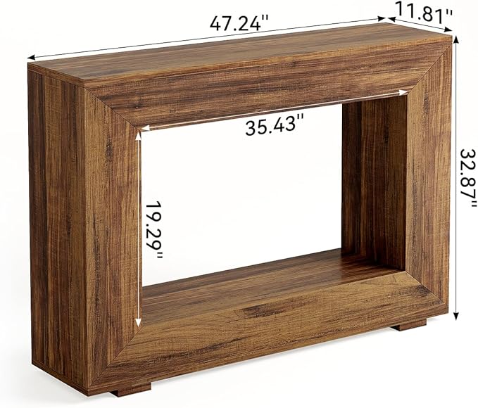 LITTLE TREE 47 Inches Console Table, Sofa Table with Storage, Modern Entryway Table for Hallway, Narrow Long Sofa Entryway Table for Living Room, Brown