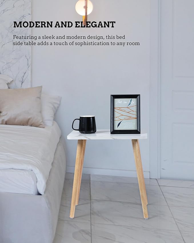 FORAOFUR End Table Set of 2, Modern Wooden Side Table for Living Room, Bedroom