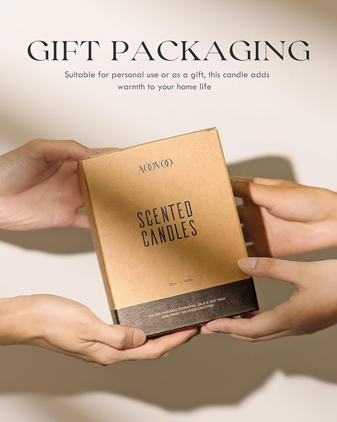 AOOVOO Balsam Cedar Candle - Large Pine Scented Soy Wax Aromatherapy Candles, 22oz