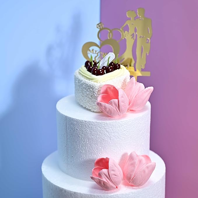 12pcs Warm Pink Flowers PU Real Touch Flowers Wedding Bouquets Artificial Flowers for Decoration DIY Floral Gifts Cake Topper Home Office Table Decor Farmhouse Table Centerpiece Decorations