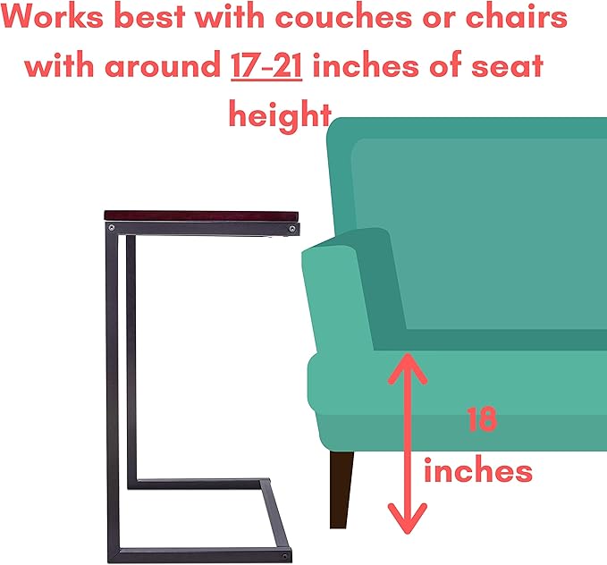 Sofia + Sam Sofa Table TV Tray with Tablet and Phone Slots - Work from Home - Laptop Stand for Couch Bed - Metal Legs - Console Lapdesk - Breakfast Eating Food - Coloring Computer Crafts - Lap Desk