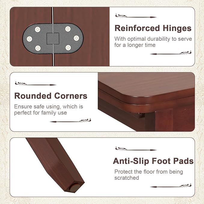 GOFLAME Extendable Dining Table for 4, Folding Kitchen Table with Storage Compartment & Rubber Wood Legs, Space-Saving Dinner Table for Living Room, Kitchen, Dining Room, Small Space, Cherry Brown