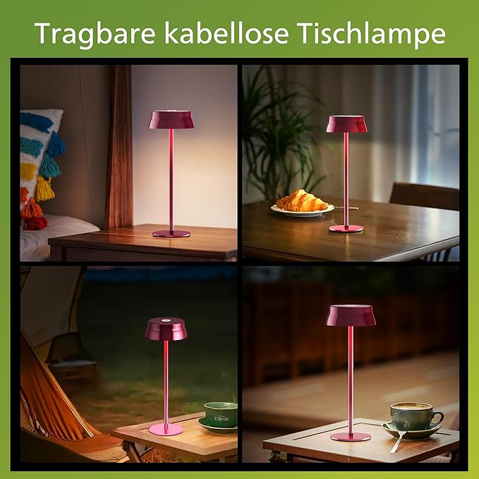 Philips Cordless Table Lamp, Portable Outdoor LED Desk Light,Rechargeable Battery Operated, 2 Adjustable Height, Touch Control & 3 Color Stepless Dimming, Waterproof Lamps for Restaurant/Bedroom