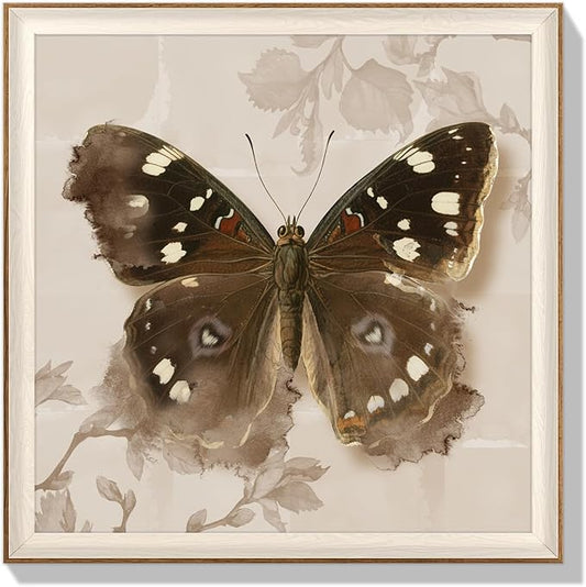 YUEYARIT Framed wall art, vintage wall decor, modern farmhouse style butterfly decor, canvas printed pictures, suitable for gifts, cottagecore bedroom, bathroom, living room, and office artwork (20x20) inch