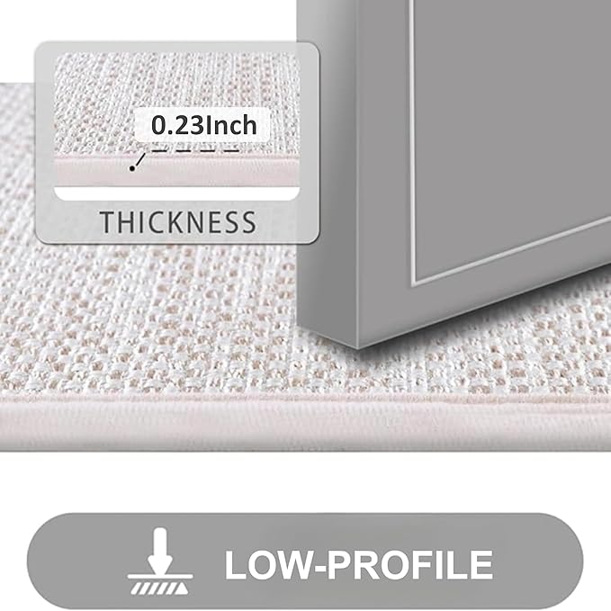 Indoor Door Mat, Thin Door Mats for Inside Entry, Non-Slip Natural Rubber Backing Doormat, Washable, Low-Profile Entryway Doormats, Fade Resistant Dirt Trapper for Kitchen, 35''x24'',Beige