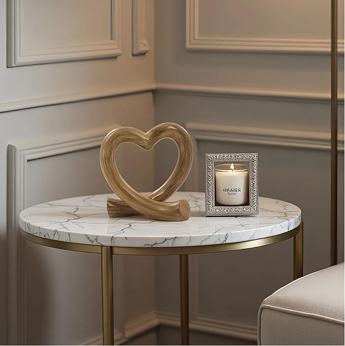 Imitation Wood Grain Heart Sculpture – Rustic Love Figurine for Farmhouse Decor, Nature-Inspired Romantic Gift, Anniversary or Engagement Present