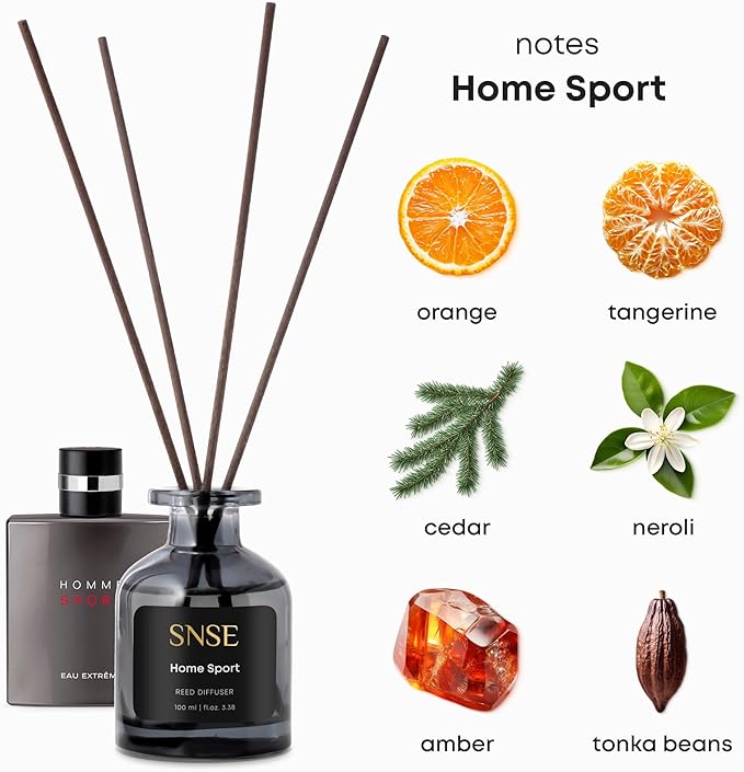SNSE Home Sport Reed Diffuser Set - Premium Reed Diffusers for Home with Diffuser Reeds, Luxurious Gift Aroma, Sophisticated Scent, Ideal for Relaxation, Elegant Home Fragrance