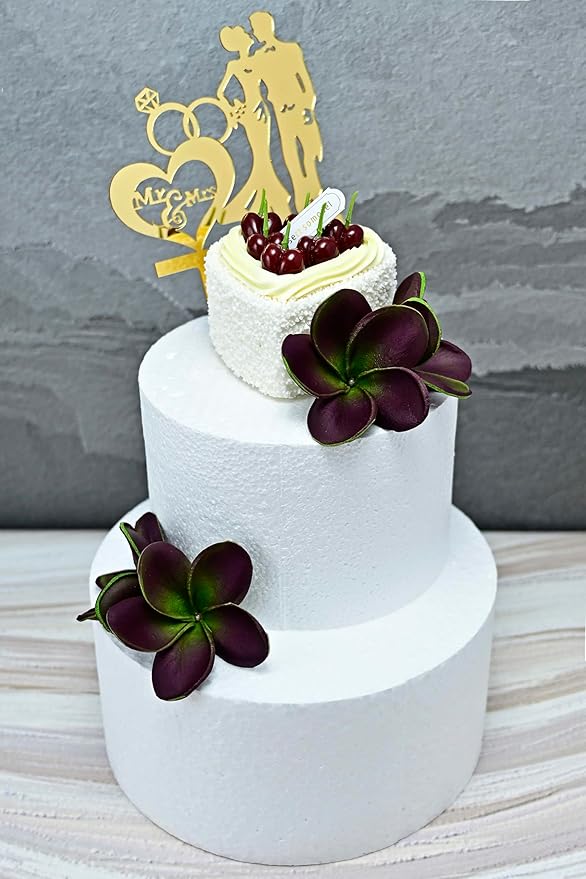 Birthday Gifts for Women Men 10pcs Unique Green Burgundy Flowers PU Real Touch Flowers Hawaiian Plumeria Frangipani Artificial Flowers for DIY Birthday Gifts Wedding Gifts Home Decor Table Centerpiece