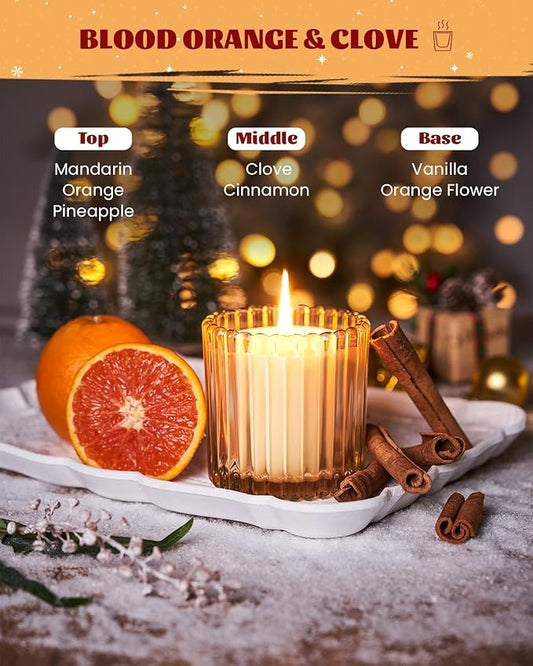 M&SENSE Blood Orange Clove Scented Candles, 1 Wick Jar Candle, Christmas Fall Gifts for Home Decor, Up to 60 Hours Burning, Natural Soy Wax Relaxing Aromatherapy Candle