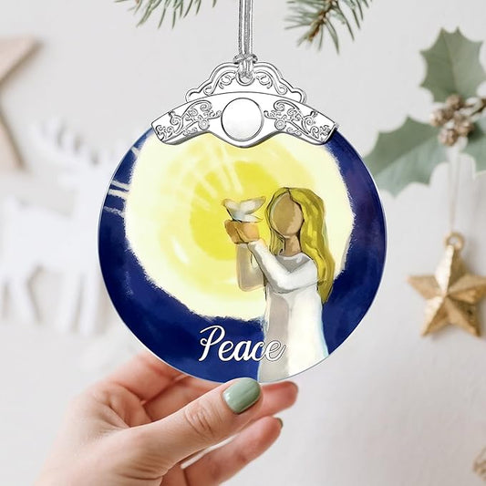 Stained Glass Peace Angel Christmas Ornament: Christmas Tree Ornaments & Decor, Holiday Decor – Holiday Presents, Gift Ideas & Gifts for Friends, Coworker, and Family