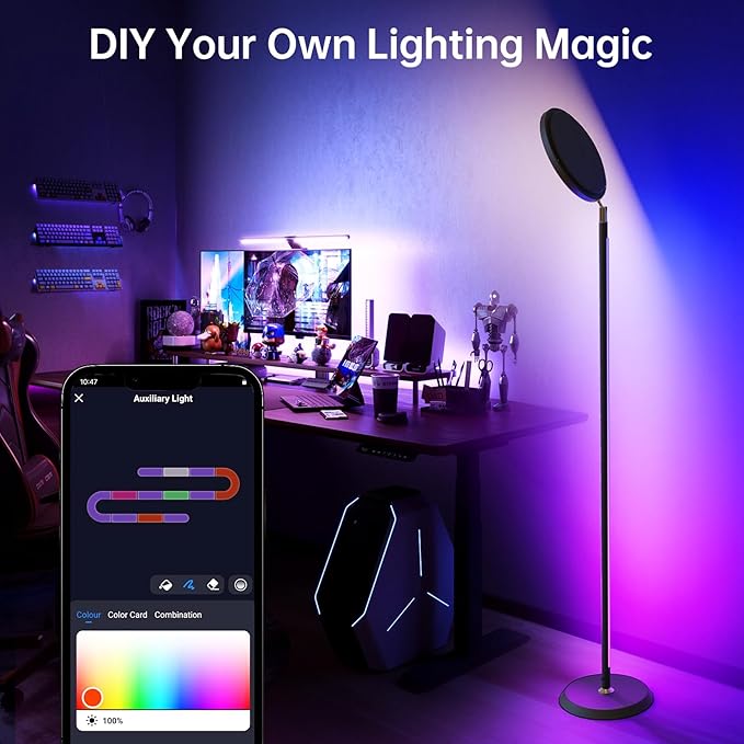 Smart LED Floor Lamp, RGBCW Corner Lamp Works with Alexa, 2000LM Color Changing Standing Lamp with 16 Million DIY Colors,Music Sync,Torchiere Tall lamp for Living Bedroom Room,APP/Voice/Remote Control