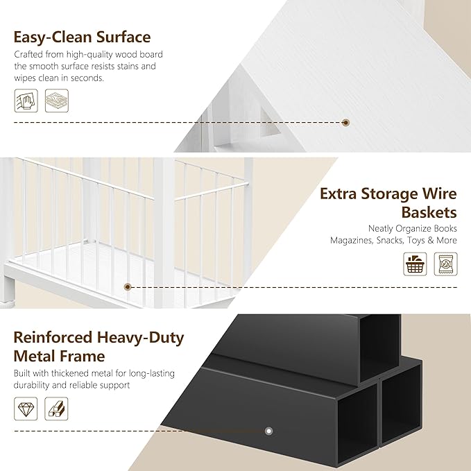 Heybly Small Narrow Side Table for Small Space, Thin Bedside Table with Storage Basket, Skinny End Table, 25.2" Tall Nightstand, Couch Table for Living Room, Bedroom, Study, Kitchen, White, HET004WT1