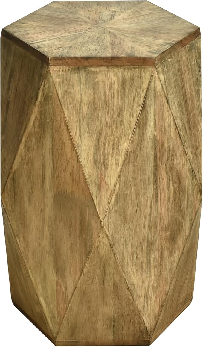 Round Side Table, Rustic Console Table, Gold Geometric End Tables Ideal for Couch Sofa Living Room or Bedroom Stand (Geometric Style)