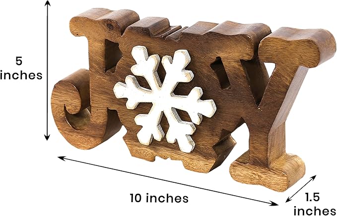 Decozen Living Room Decor: Handcrafted Joy Sign Letters Centerpiece - Bedroom, Indoor Coffee Table, House, Dining Room, Farmhouse & Kitchen Decor, Housewarming Gifts and Accessories - Solid Wood