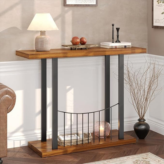 39.4 Inch Console Table, Industrial Entryway Table Sofa Tables Behind The Couch for Entrance Hallway Living Room