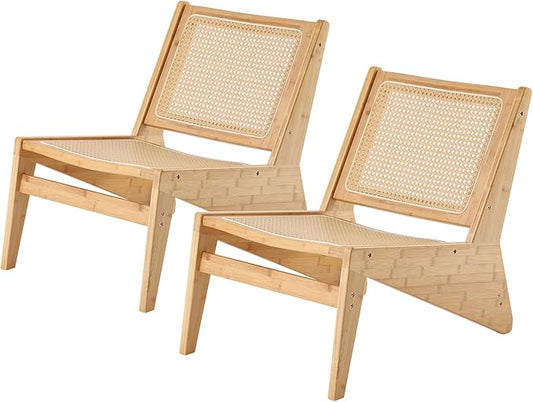 Mid Century Modern Accent Chair for Living Room, Low Lounge Chair with Solid Wood Frame, Comfy Armchair for Bedroom and Balcony, Wood