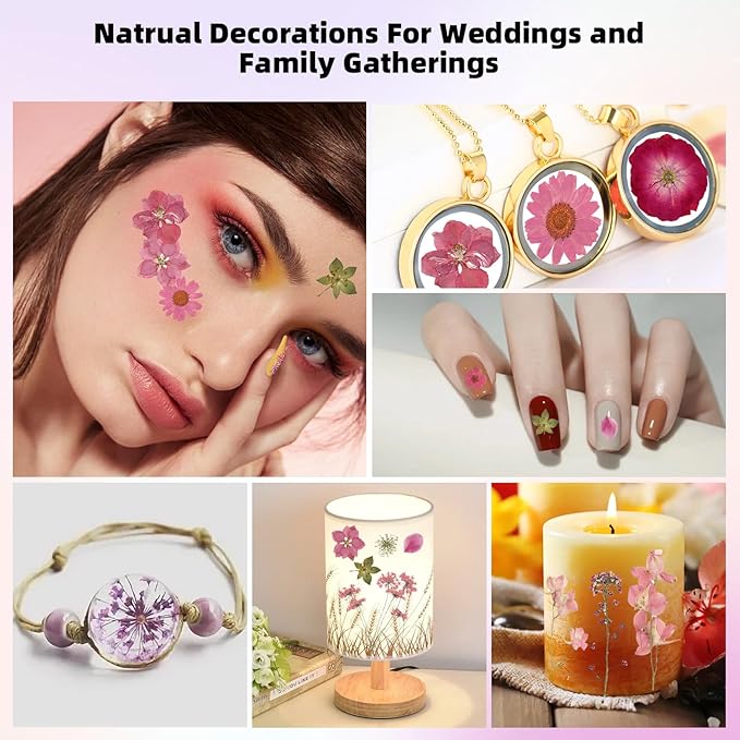 12“ Large Bulk Dried Pressed Flowers for Glass Frame, Real Dry Natural Flower Leaf for Resin Mold, Cake Decor, Holiday Decorations, Phone Cases, Invitations (Pink Fairy)