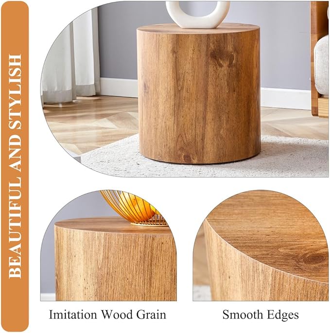 Round Side Table, End Table Living Room Table, Sofa Couch Bedside Table, Nightstand for Small Spaces, No Assembly Required - Ready to Use