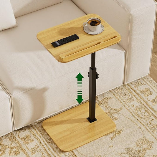 TV Tray Side Table for Couch - Adjustable Height 360° Rotatable C Table End Table Laptop Desk for Sofa, Perfect for Eating Working Reading, Fits Small Spaces, Gift for Home Family Mom Dad Friends