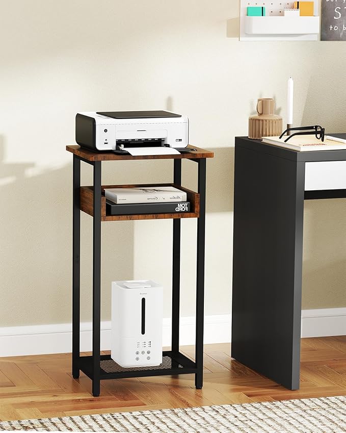 Tall End Table, 30 inch High Side Table, Small Entryway Table, Bedside Table for Living Room, Bedroom, Office, Rustic Brown