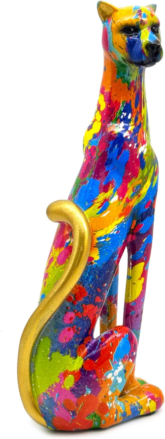 Colorful Leopard Statue Art Figurine Sculpture Collectible Gifts for Leopard Lover Office Home Decor Desk Accessories Decoration Garden Figurines Outdoor Decor (Color H)