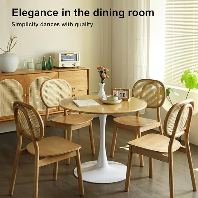 23.62" Small Round Dining Table for 2 – Mid-Century Pedestal Tulip Table with Sturdy Metal Base, Compact 2-Seater Kitchen or Dining Room Table for Small Spaces, Apartments, Breakfast Nook, Living Room