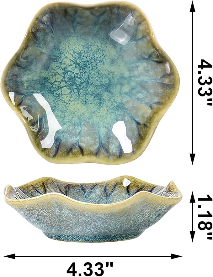 2Pcs Ceramic Jewelry Dish - Lotus Leaf Shape, for Ring Holder Necklace Small Key, Suitable for Mother Friend Sister, Gifts for Women, Cute Plate Trinket Tray, Home Decor (Emerald Green-2PCS)