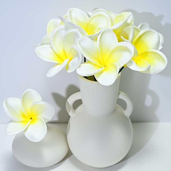 Birthday Gifts for Women 10pcs Gradient Yellow Flowers PU Real Touch Flowers Hawaiian Plumeria Frangipani Artificial Flowers for DIY Birthday Gifts Wedding Gifts Home Decor Table Centerpiece