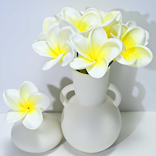 Birthday Gifts for Women 10pcs Gradient Yellow Flowers PU Real Touch Flowers Hawaiian Plumeria Frangipani Artificial Flowers for DIY Birthday Gifts Wedding Gifts Home Decor Table Centerpiece
