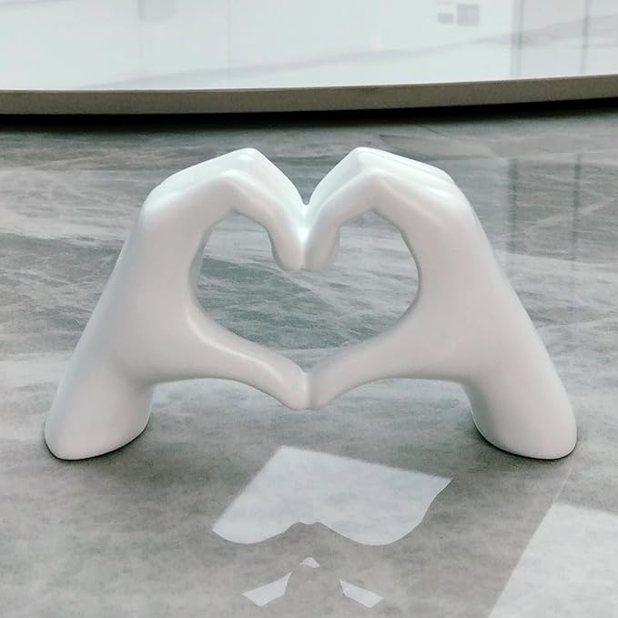 Small Heart in White Hands Statue - Elegant Gift for Weddings, Anniversaries & Mother's Day, Home/Office Decor,Heart Hands Sculpture