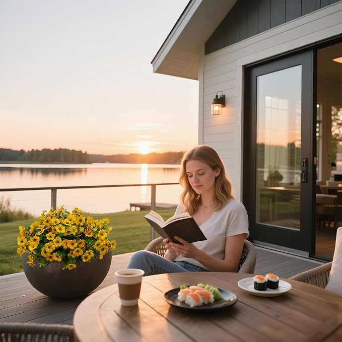 12 Bundles Artificial Flowers for Outdoor Indoor Fake Flowers uv Resistant Artificial Outdoor Flowers Fake Plants for Porch Garden Home Patio Decor (Yellow)