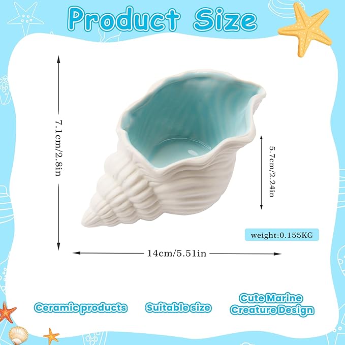 Jewelry Dish Tray For Coastal Beach Room Decor,Cute Ceramic Ring Holder Gift For Women Sister Mom Friend ,Decorative Trinket Jewelry Organizer Tray For Rings Earrings Necklaces ets (Blue conch)