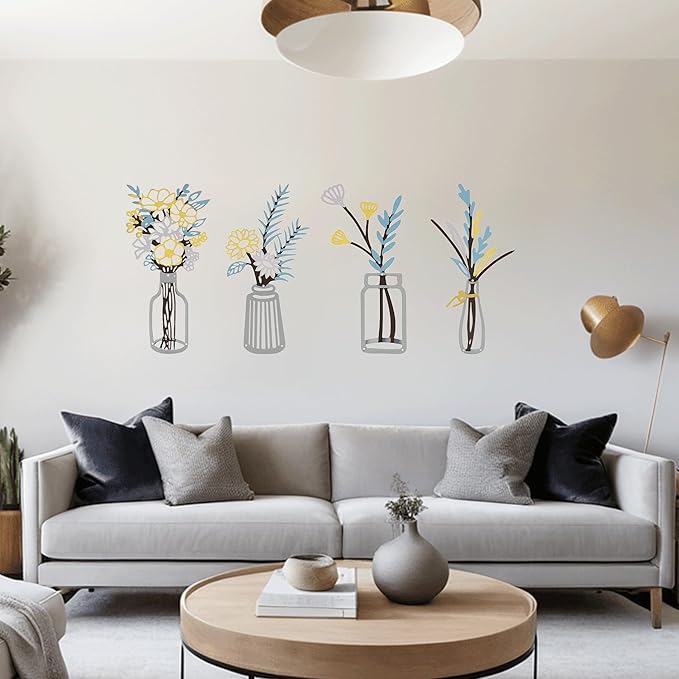 zituzitp 4 Pieces Metal Flower Wall Decor, Wall Art for Bathroom Living Room Kitchen Bedroom Dining Room Rustic Farmhouse Boho Wall Decor Houseworming Gift