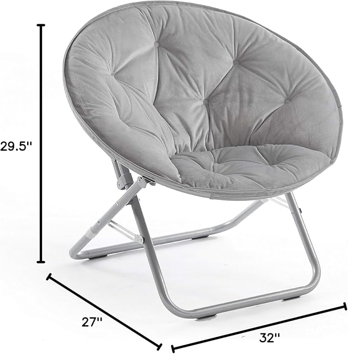 Urban Lifestyle Micromink Foldable Saucer Chair, Grey