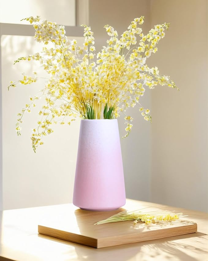 Pink Vase - 6" Pink Ceramic vase for Flower, Cute Modern Vases for Home Decor, Minimalist vases for Centerpieces, Living Room,Bedroom or Gift