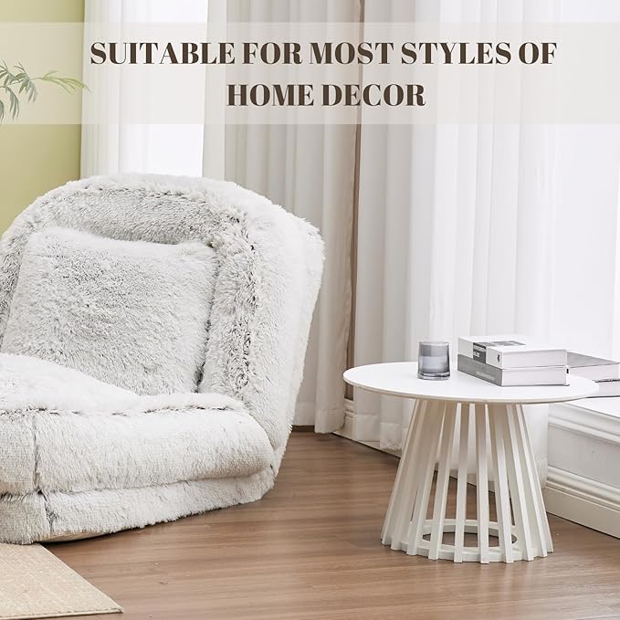 HEAH-YO Round Coffee Table, Circle End Table with Pedestal Base, 24 Inch Modern Side Table for Living Room Home Office, White