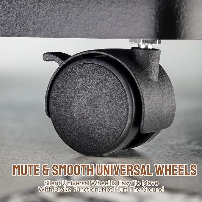 Adjustable C Shaped Side Table, C Table End Tables with Wheels for Sofa, 360° Swivel Sofa Tables for Livingroom,Bedroom,Study and Small Spaces (Glossy Black)