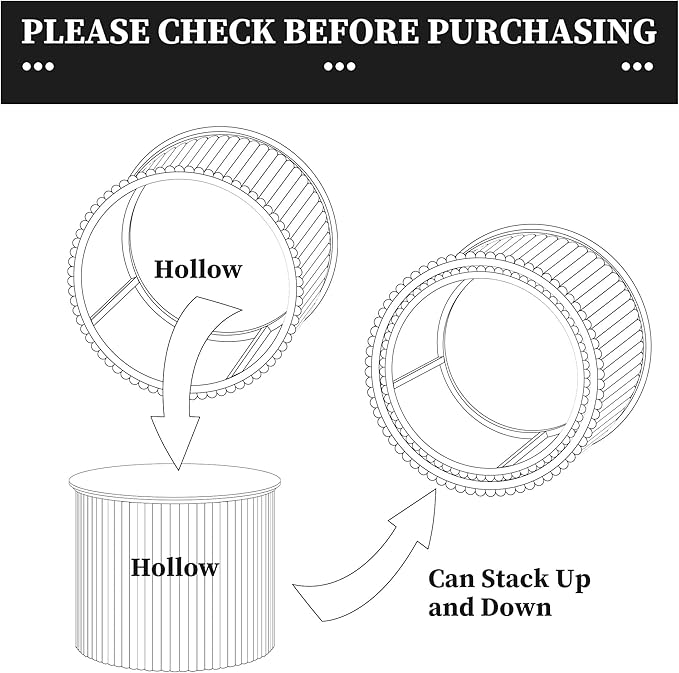 AVZEAR Round Nesting Coffee Table Set of 2, Small Fluted Coffee Table Circle Side Table, Mid Century Modern Wood Nesting Tables Farmhouse End Table Set for Living Room, Bedroom, Small Spaces(Black)