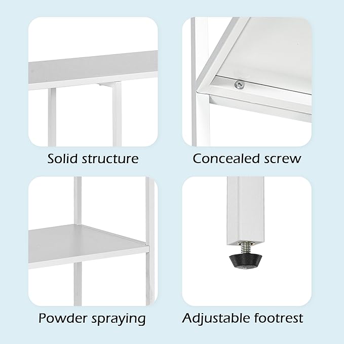HDANI 31.5 Inch Metal Console Table with 3 Tier Strage Shelves,Narrow Entryway Table,Modern Sofa Tables for Entryway, Living Room,Bedroom,White