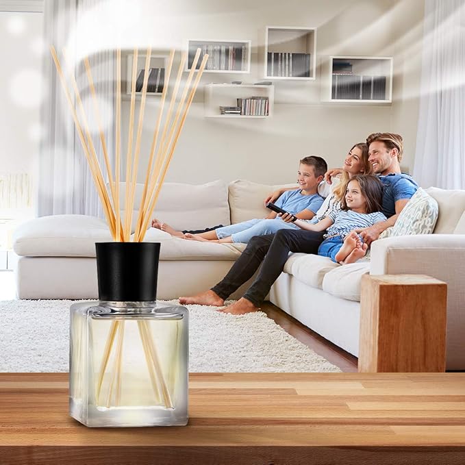 Room Fragrance Diffuser Lemongrass 6.8 Fl Oz - 200ml - with Bamboo Sticks - with Pure & Natural Lemongrass Essential Oil - Intensive Room Scent - Diffuser Gift Set