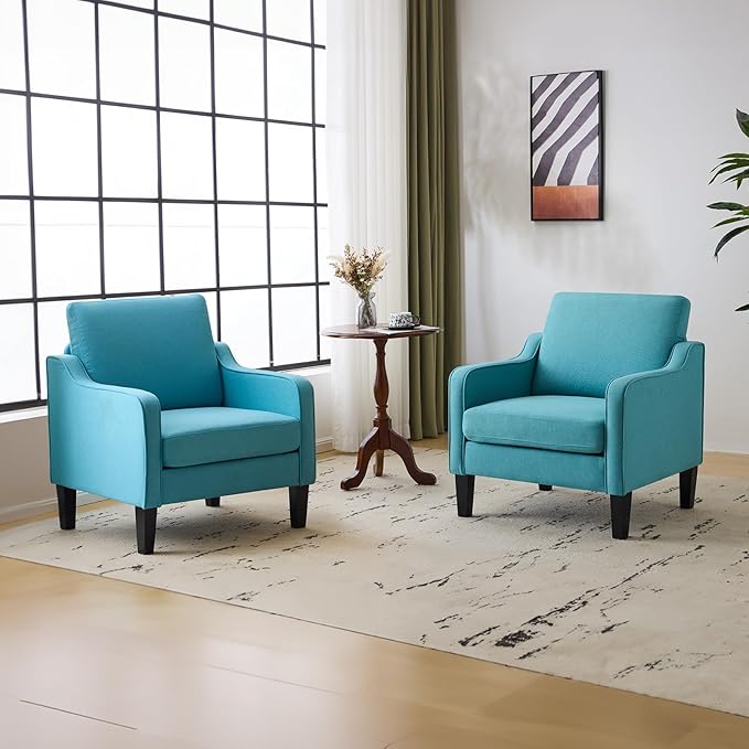 VINGLI Accent Chairs for Living Room Mid Century Modern Chair Sofa Chair Upholstered Arm Chair with Scooped Arms for Bedroom, Apartment, Office, Studio, Waiting Room, Play Room