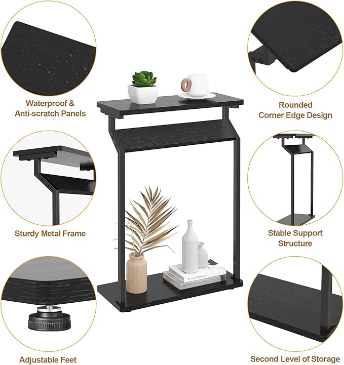 Livofloral Narrow Side Table for Small Spaces, Small End Table, Slim Couch Tray Tables, Small Side Table for Couch, Skinny Thin End Tables for Living Room, Bedroom, Black