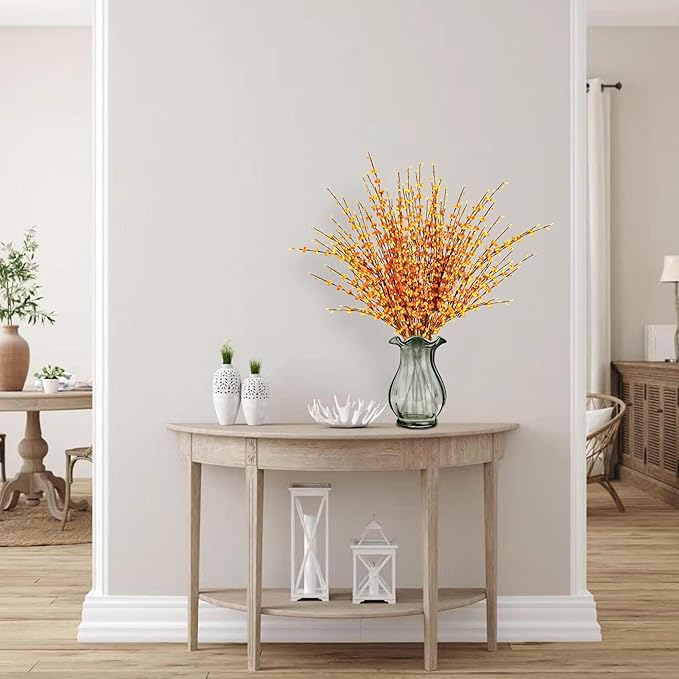 Sggvecsy 10 Pcs 29.5’’ Long Artificial Jasmine Flowers Tall Fake Flower Bouquet Faux Jasmine Plants Dry Branches for ThanksgivingAutumn Wedding Home Party Office Hotel Kitchen Decoration（Fall）