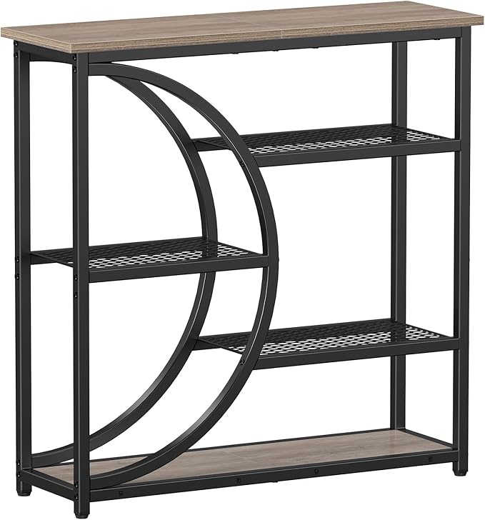 Snughome Entryway Table, Narrow Console Table, Industrial Sofa Table with 5 Tier Storage Shelves, Entrance Table for Hallway, Behind The Couch, Living Room, Foyer, Grey