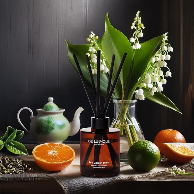 Tea Garden Bliss Reed Diffuser – Aromatherapy Diffuser with Green Tea, Mandarin & Muguet, Long-Lasting Scented Oil for Home, Bathroom, Bedroom – 150ml