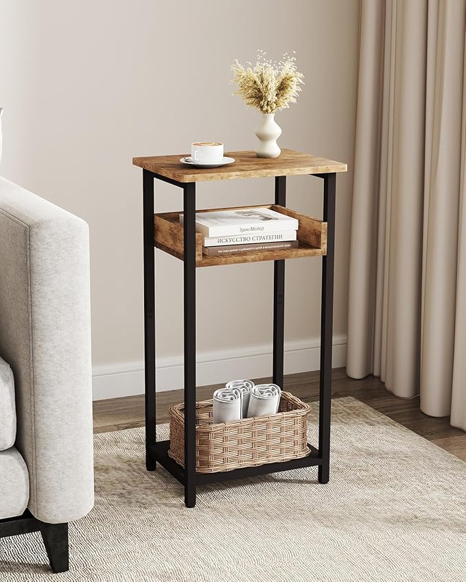 Tall Side Table Set of 2, 30 inch High End Table, Small Entryway Table, Bedside Table for Living Room, Bedroom, Office, Greige